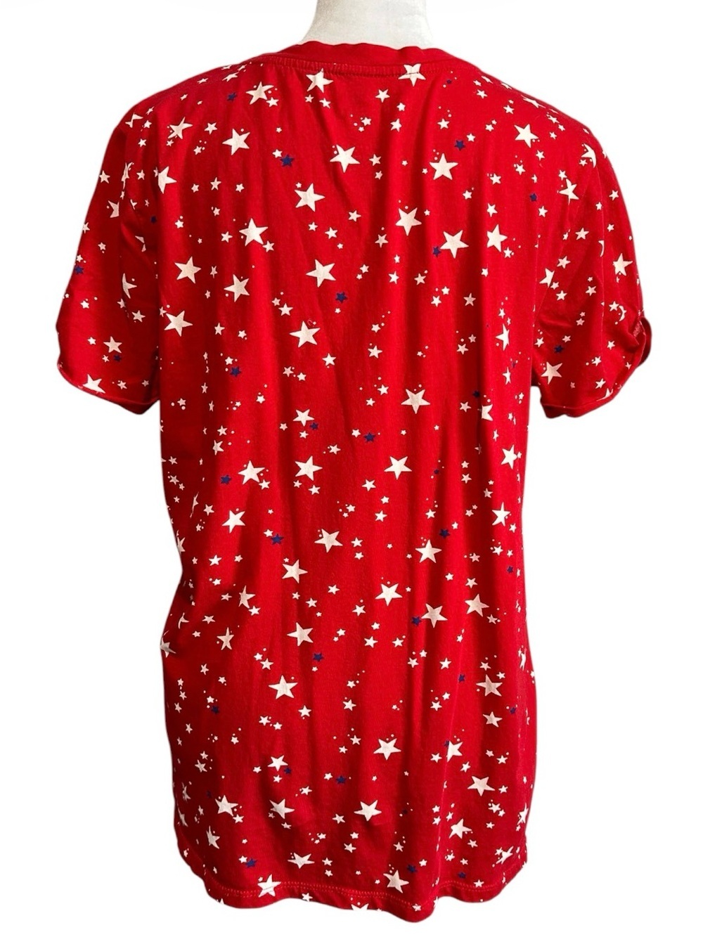 St. John's Bay Red Star-Print Short Sleeve Tee size L 4 of July - Picture 3 of 5